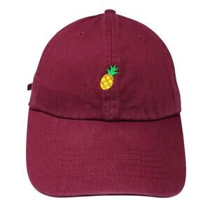 Pineapple Slideback Baseball Cap Red OS Adjustable Embroidered Carbon Elements